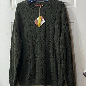 NWT Kuna Yann Baby Alpaca Sz 2XL Mens Sweater Pullover Crew Neck Dark Moss Green